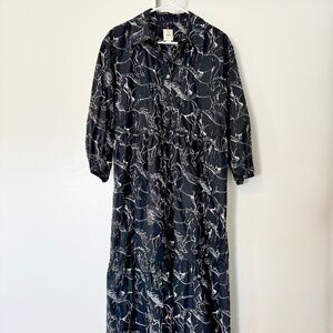 Maeve Bettina Horse Pattern Tiered Shirt Dress Size Medium